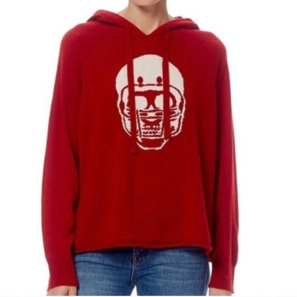 Skull Cashmere Red Collegiate Helmut Skull 100% Cashmere Hoodie Size Large - Picture 1 of 9